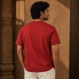 Ravi Torana Earthy Solar Red men’s linen T-shirt back view
