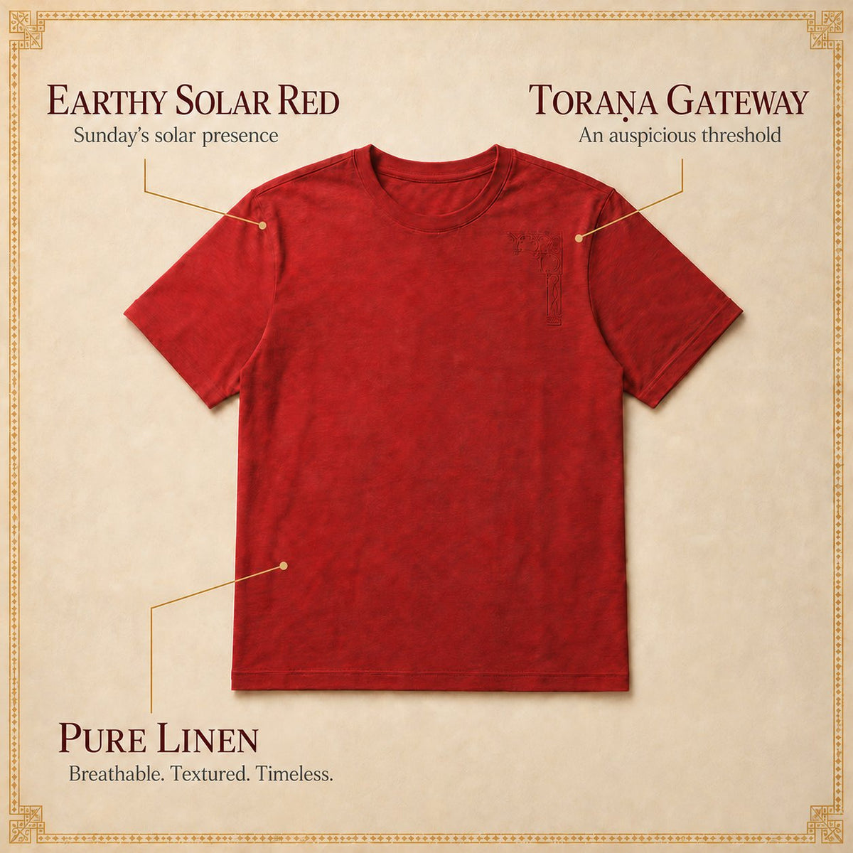Ravi Torana Earthy Solar Red, toraṇa gateway and pure linen product story