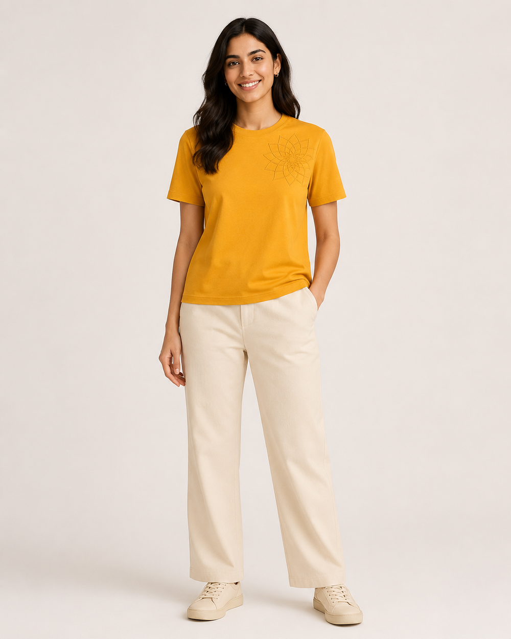 Guru Padma, Mustard yellow Crew-neck T-shirt; Design 34