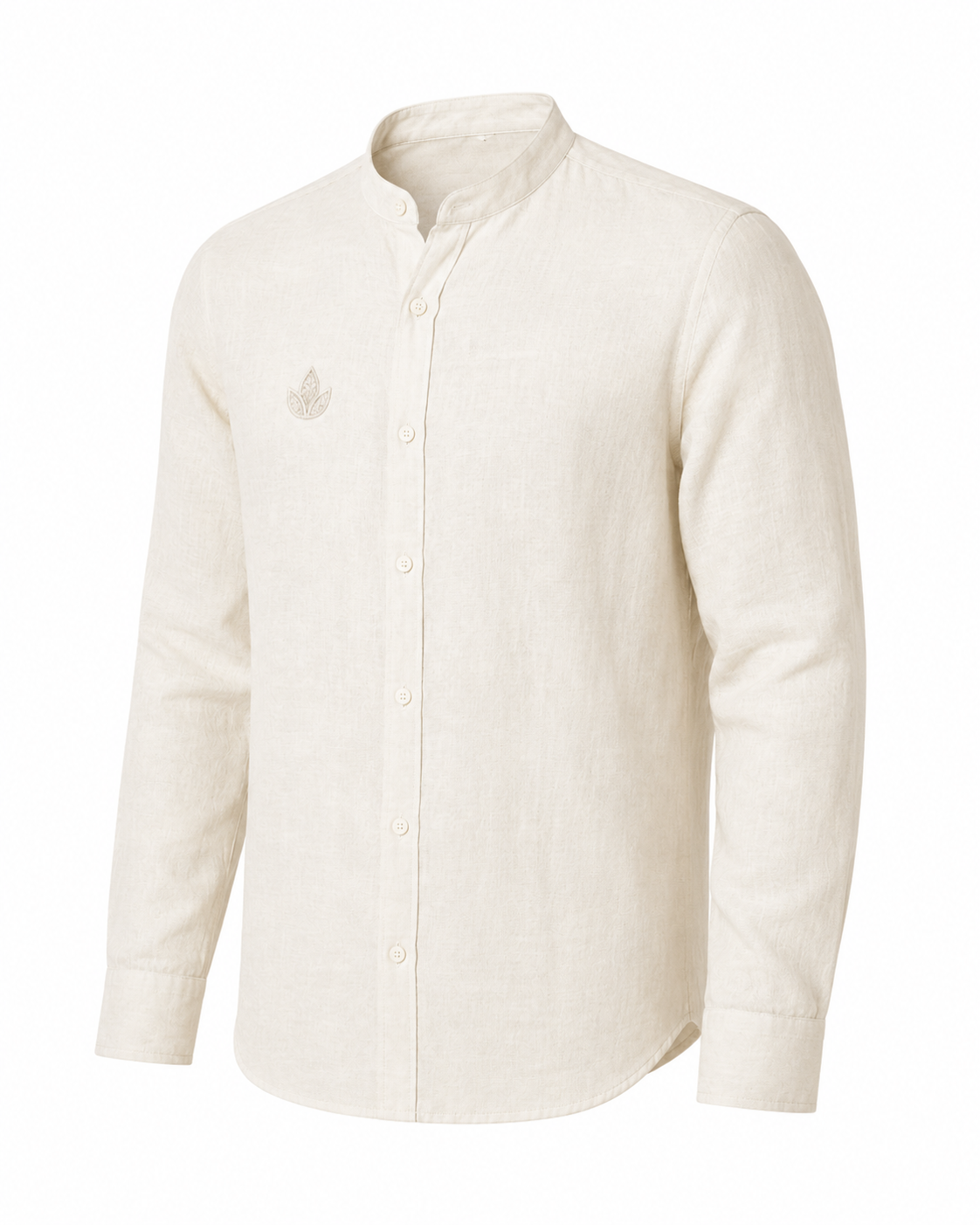 Shukra Vriksha, White Long-sleeve button-down shirt; Design 44
